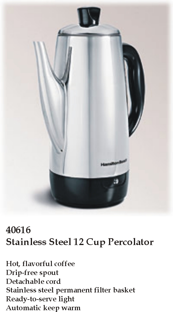 12 Cup Percolator with Cool-Touch Handle Stainless Steel - 40616